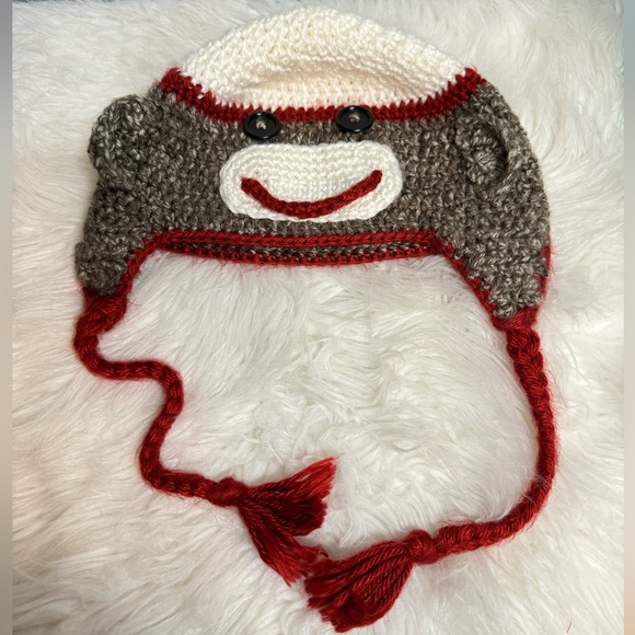 Baby Knit Winter Sock Monkey Beanie - Picture 5 of 7
